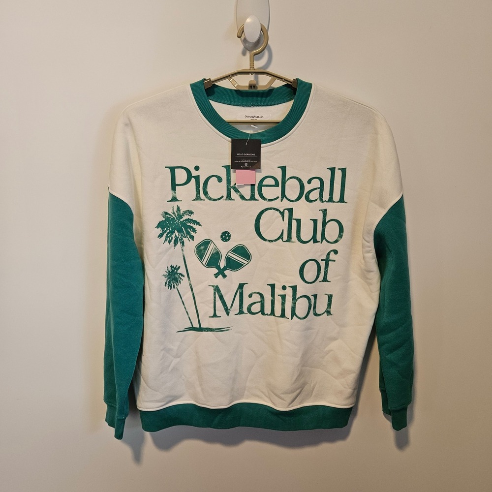 NEW Pickleball Club of Malibu Sweatshirt XL Fleece Sporty Athleisure Preppy